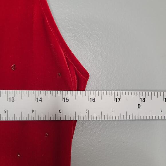 VTG City Triangles 90s y2k dress‎ women's L red sleeveless sparkle slinky velvet - Picture 9 of 11